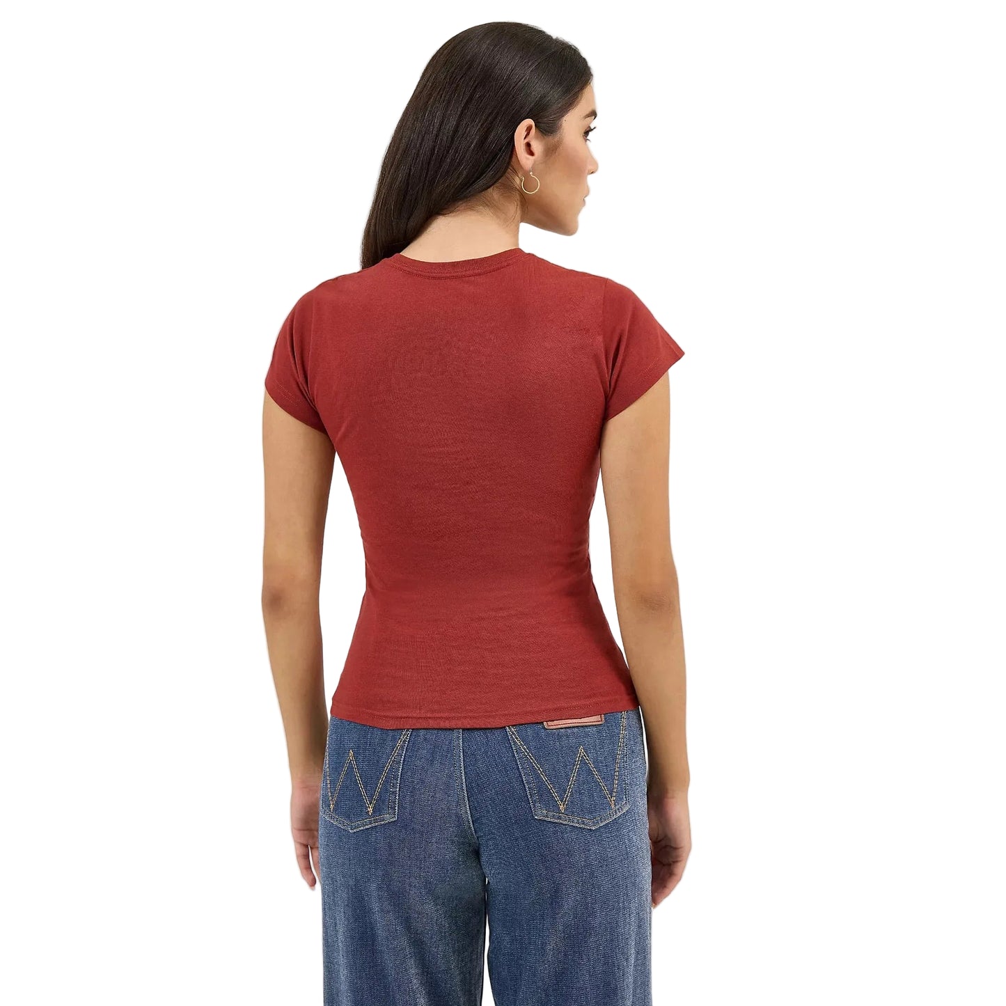 Wrangler Women's Wrangler Graphic Short Sleeve Shrunken Tee Shirt- Russet Brown