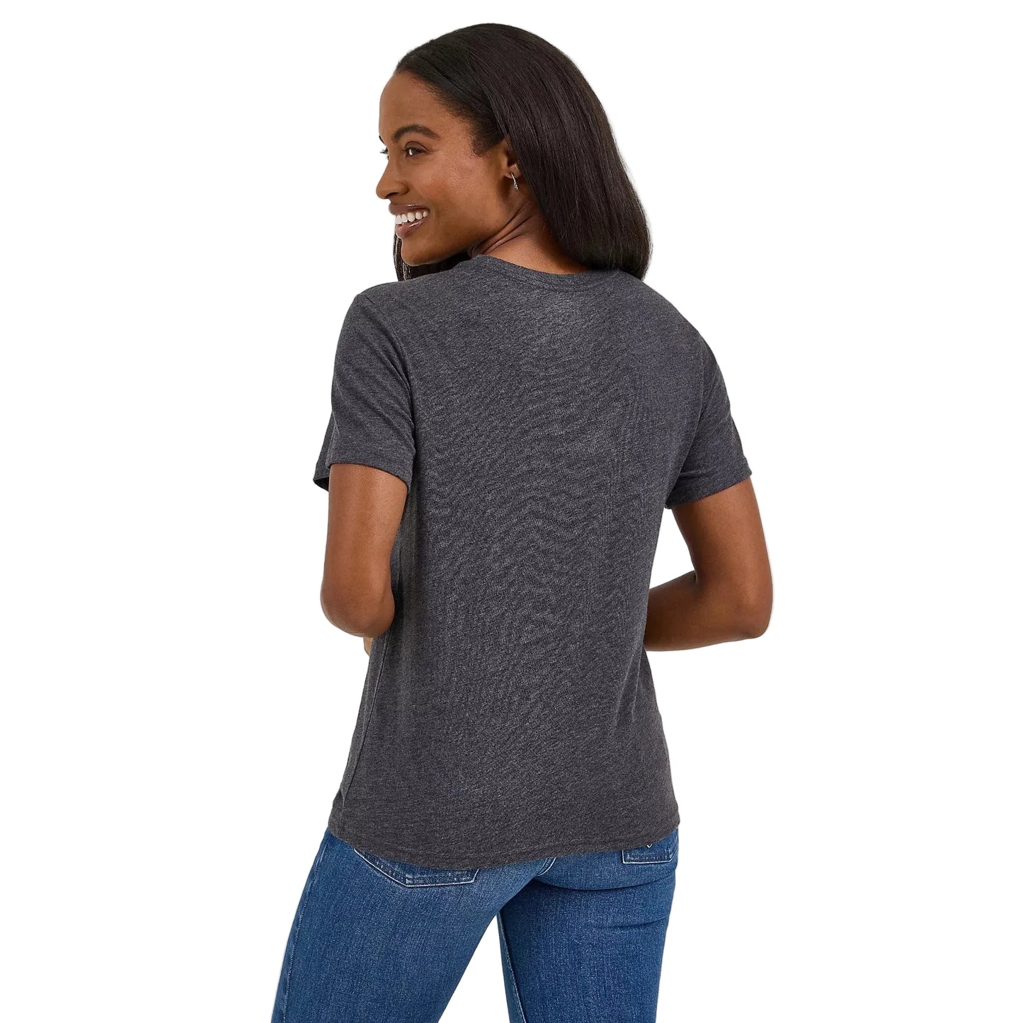 Wrangler Women's Flocked Boot Short Sleeve Tee Shirt- Black Beauty