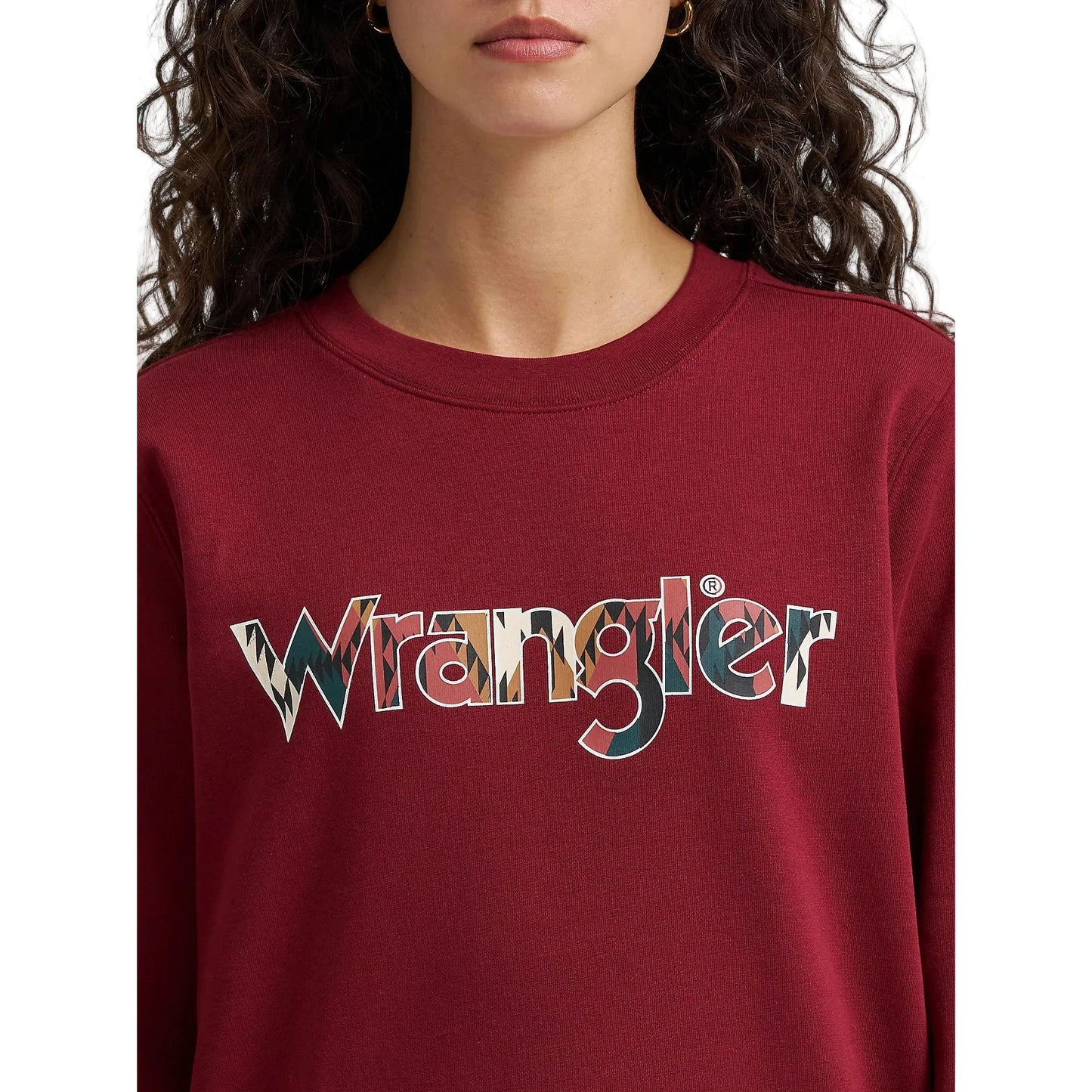 Wrangler Women's Graphic Crew Long Sleeve Sweatshirt - Cabernet
