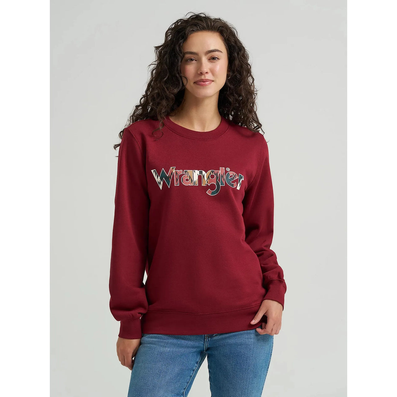 Wrangler Women's Graphic Crew Long Sleeve Sweatshirt - Cabernet