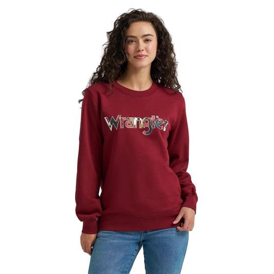 Wrangler Women's Graphic Crew Long Sleeve Sweatshirt - Cabernet