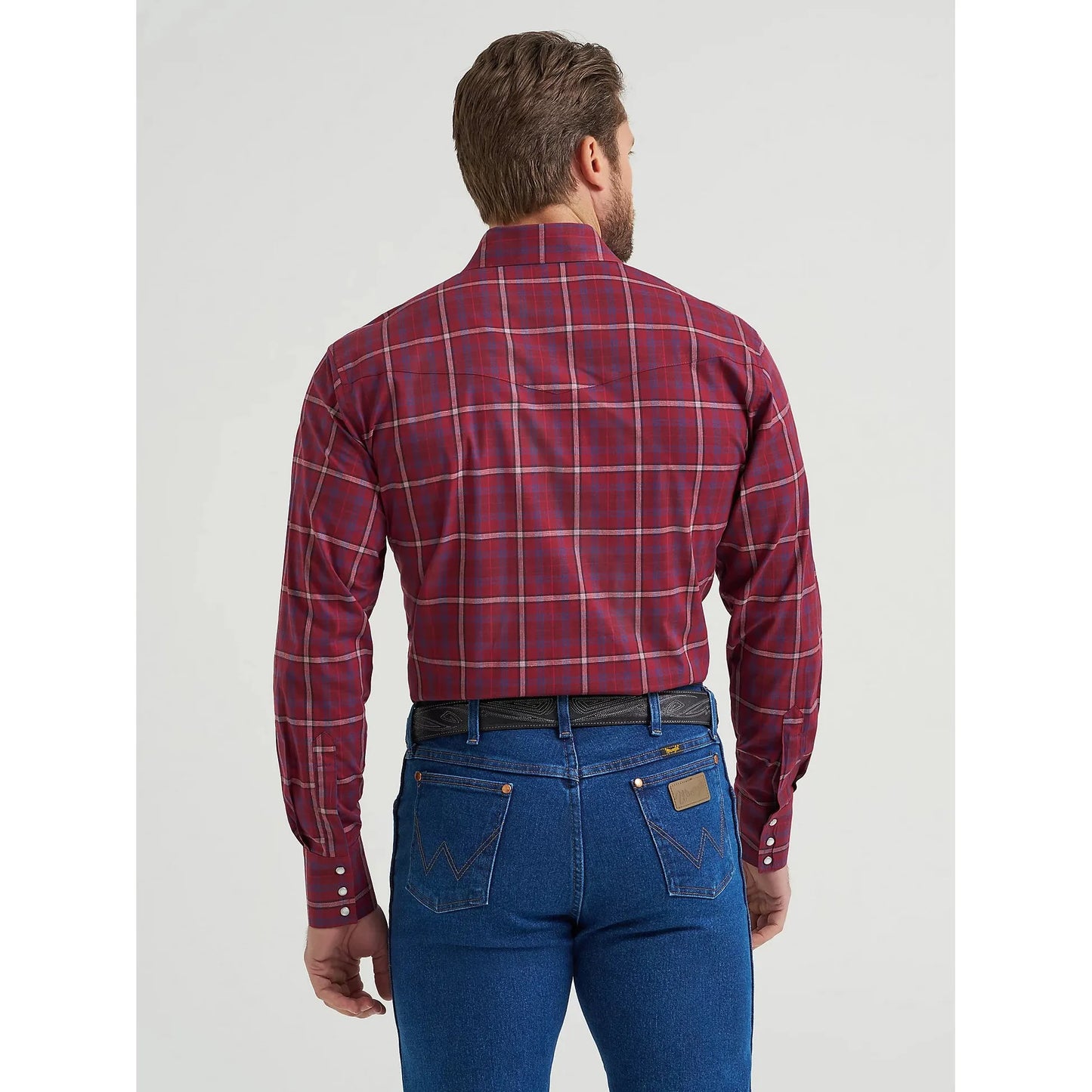 Wrangler Men's Wrinkle Resistant Long Sleeve Western Plaid Shirt - Garnet