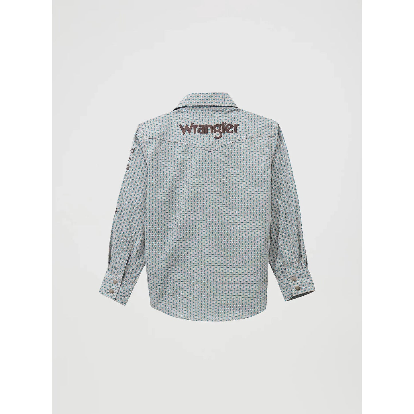 Wrangler Boy's Logo Western Snap Long Sleeve Shirt - Peacock