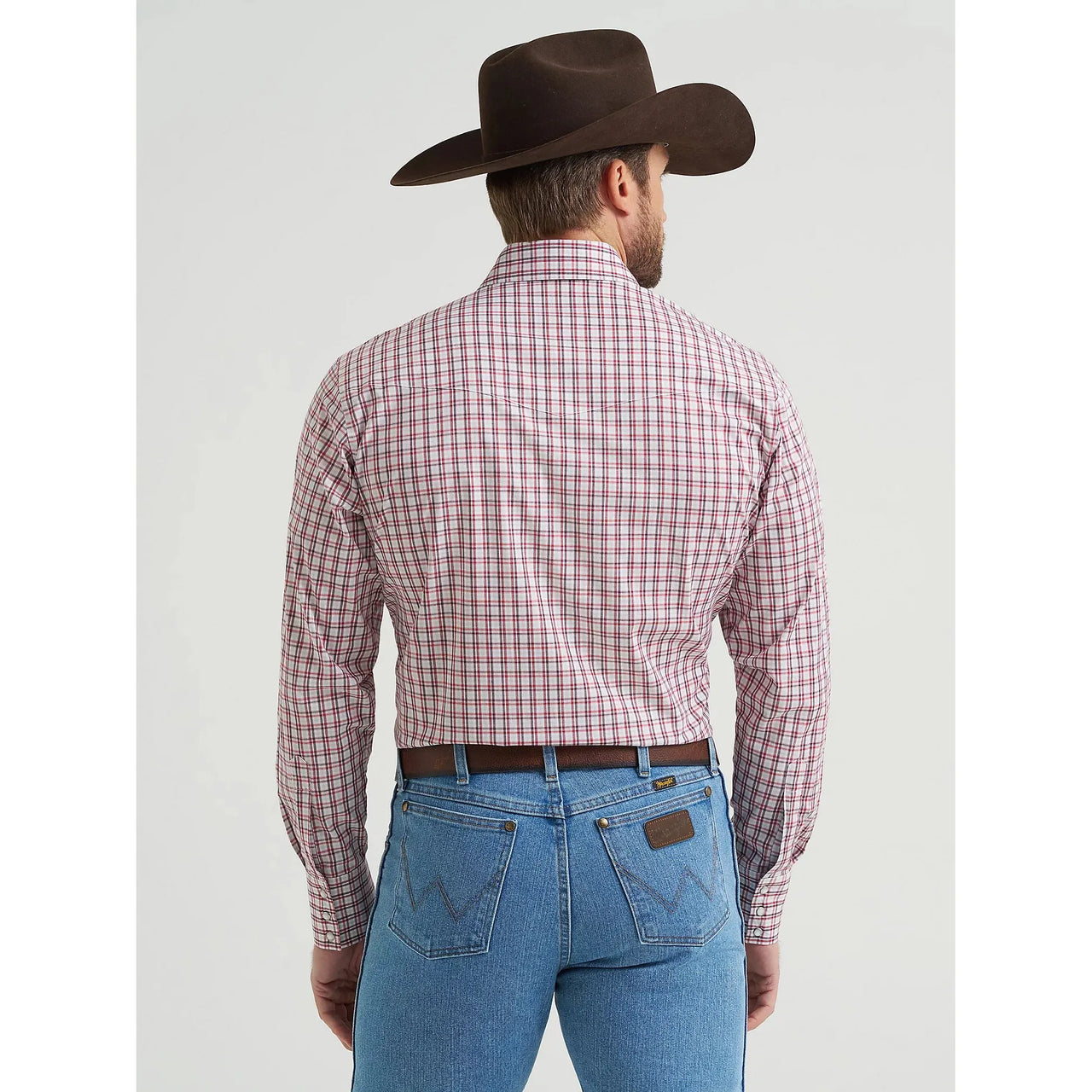 Wrangler Men's Wrinkle Resistant Western Plaid Long Sleeve Shirt - Scarlet Layer