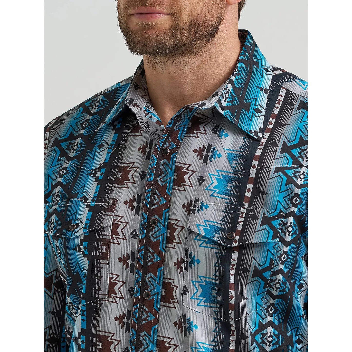 Wrangler Men's Checotah Western Snap Long Sleeve Dress Shirt - Cloudy Burgundy