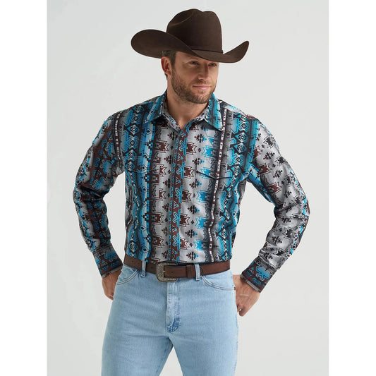 Wrangler Men's Checotah Western Snap Long Sleeve Dress Shirt - Cloudy Burgundy