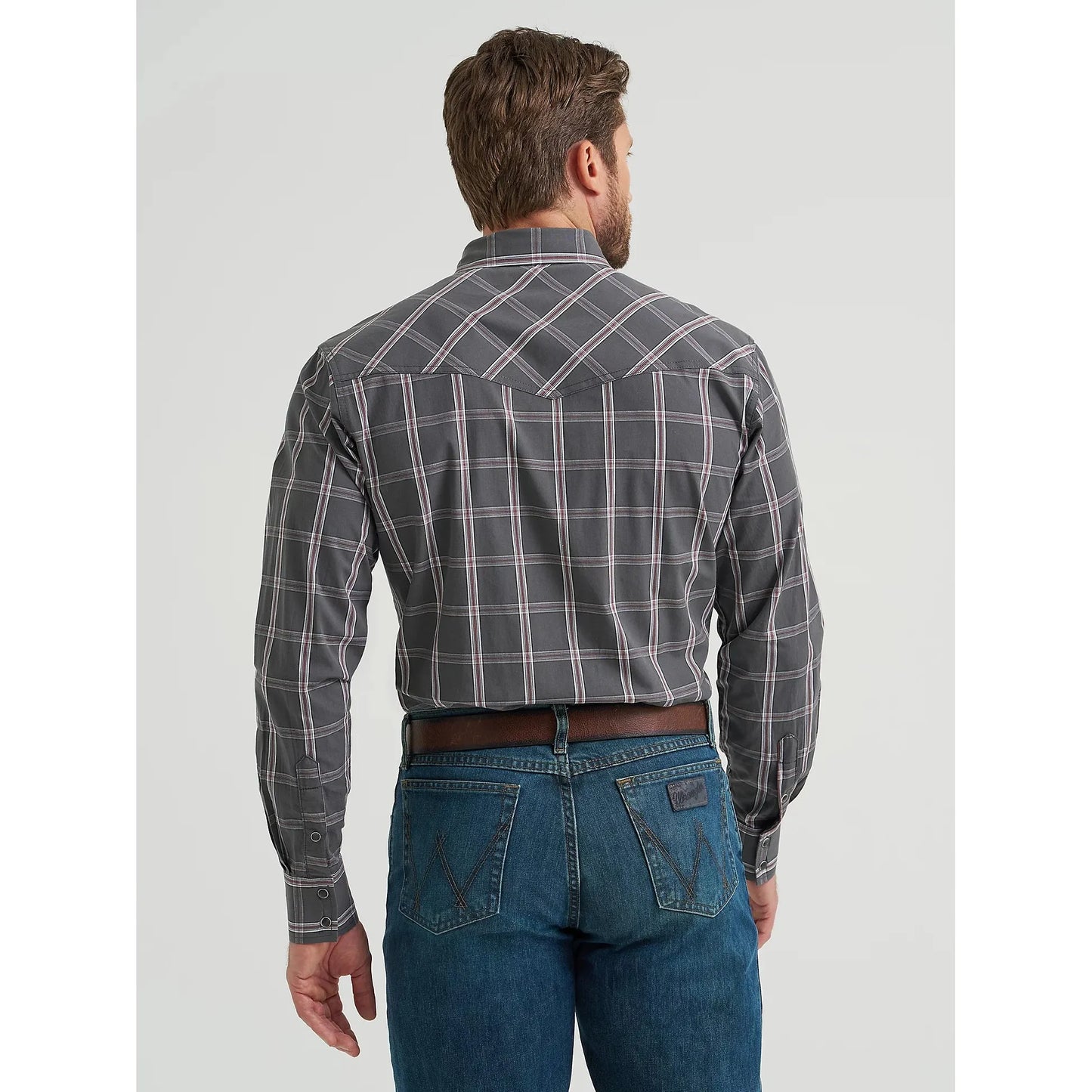Wrangler Men's Competition Advanced Western Long Sleeve Shirt - Plaid Shadow