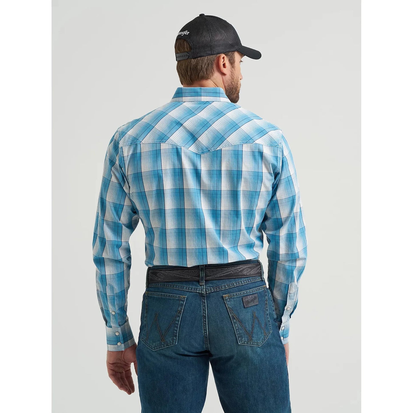 Wrangler Men's 20X Competition Advanced Western Long Sleeve Shirt - Sky Plaid