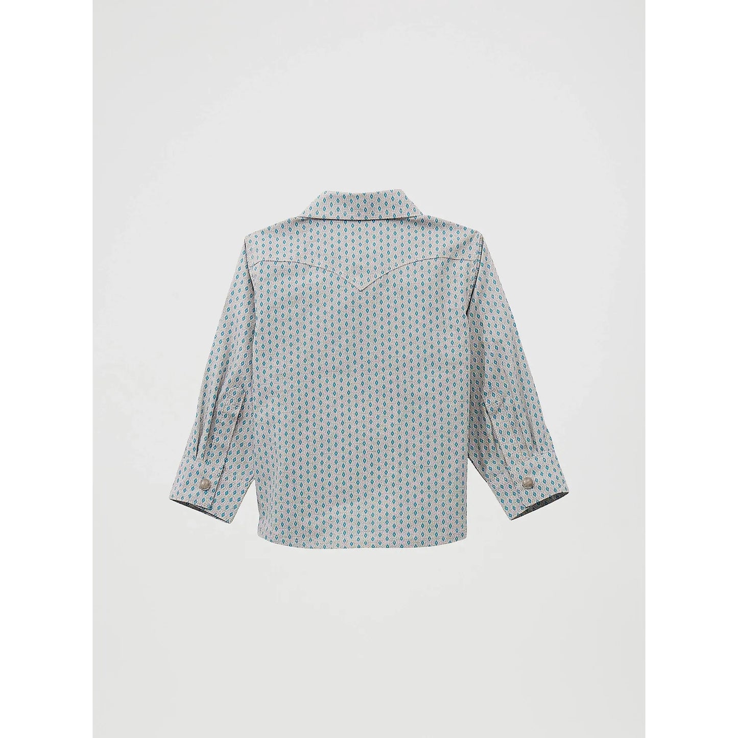 Wrangler Little Boys Long Sleeve Print Western Snap Shirt - Peacock