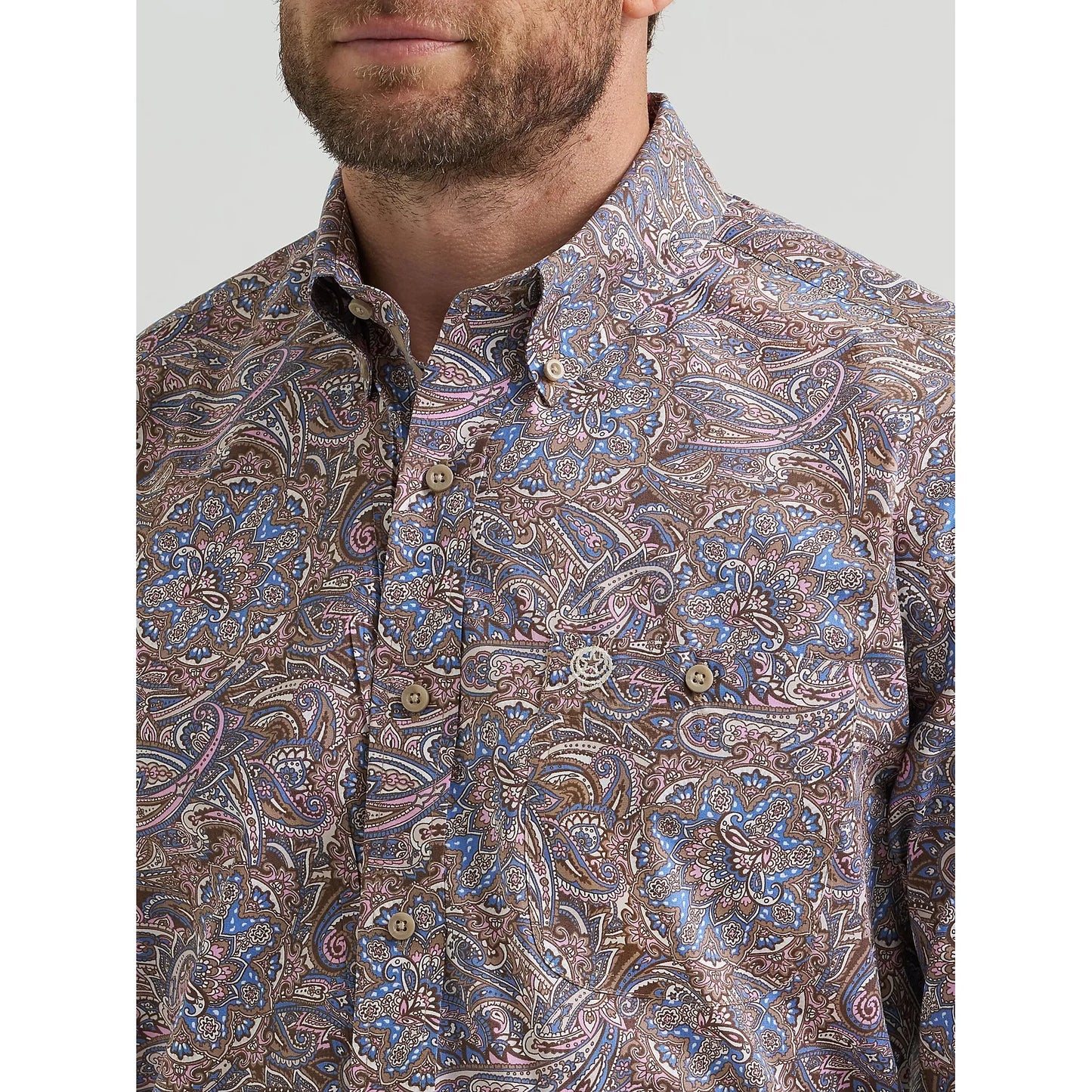 Wrangler Men's George Strait Long Sleeve Button Down Shirt - Mauve Paisley