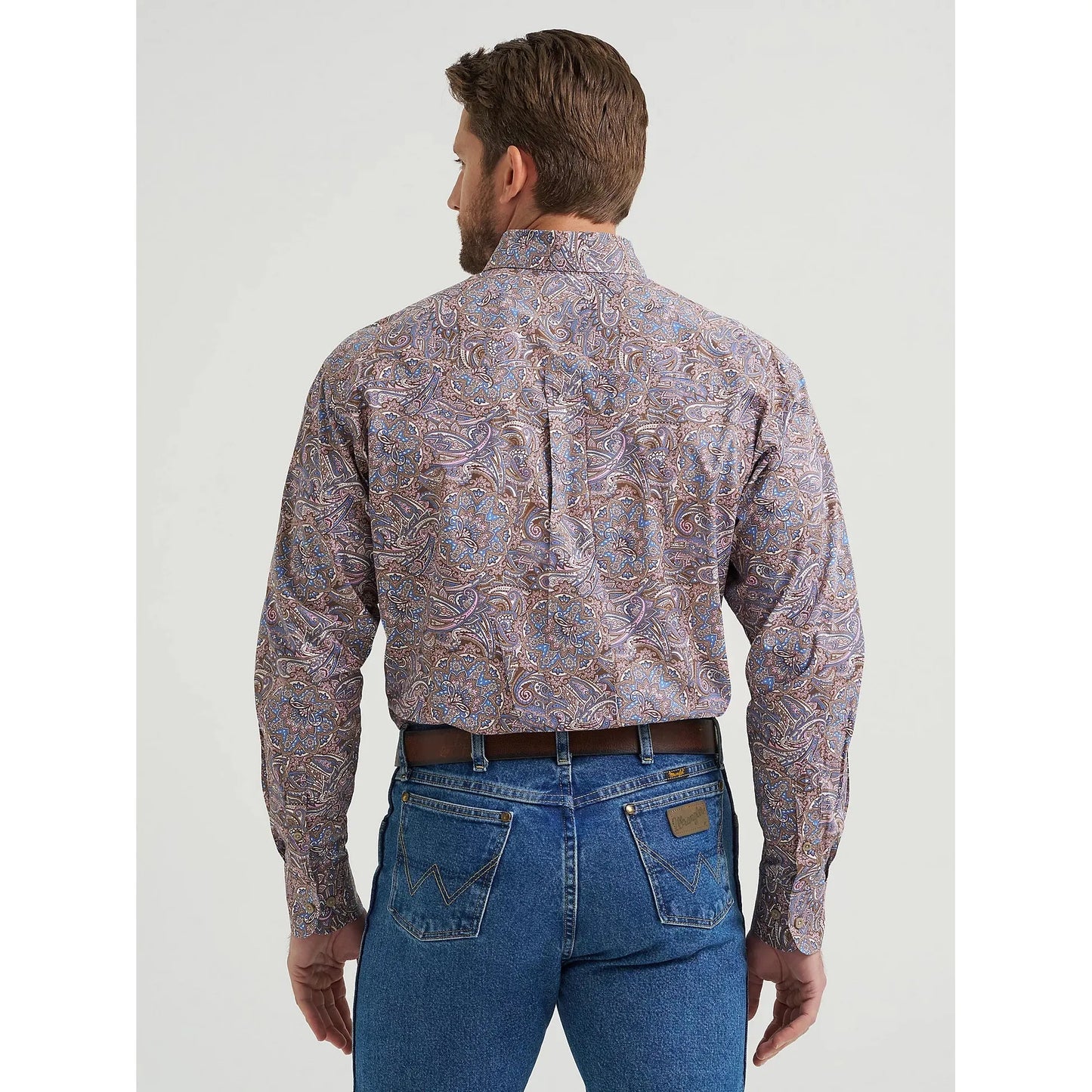 Wrangler Men's George Strait Long Sleeve Button Down Shirt - Mauve Paisley
