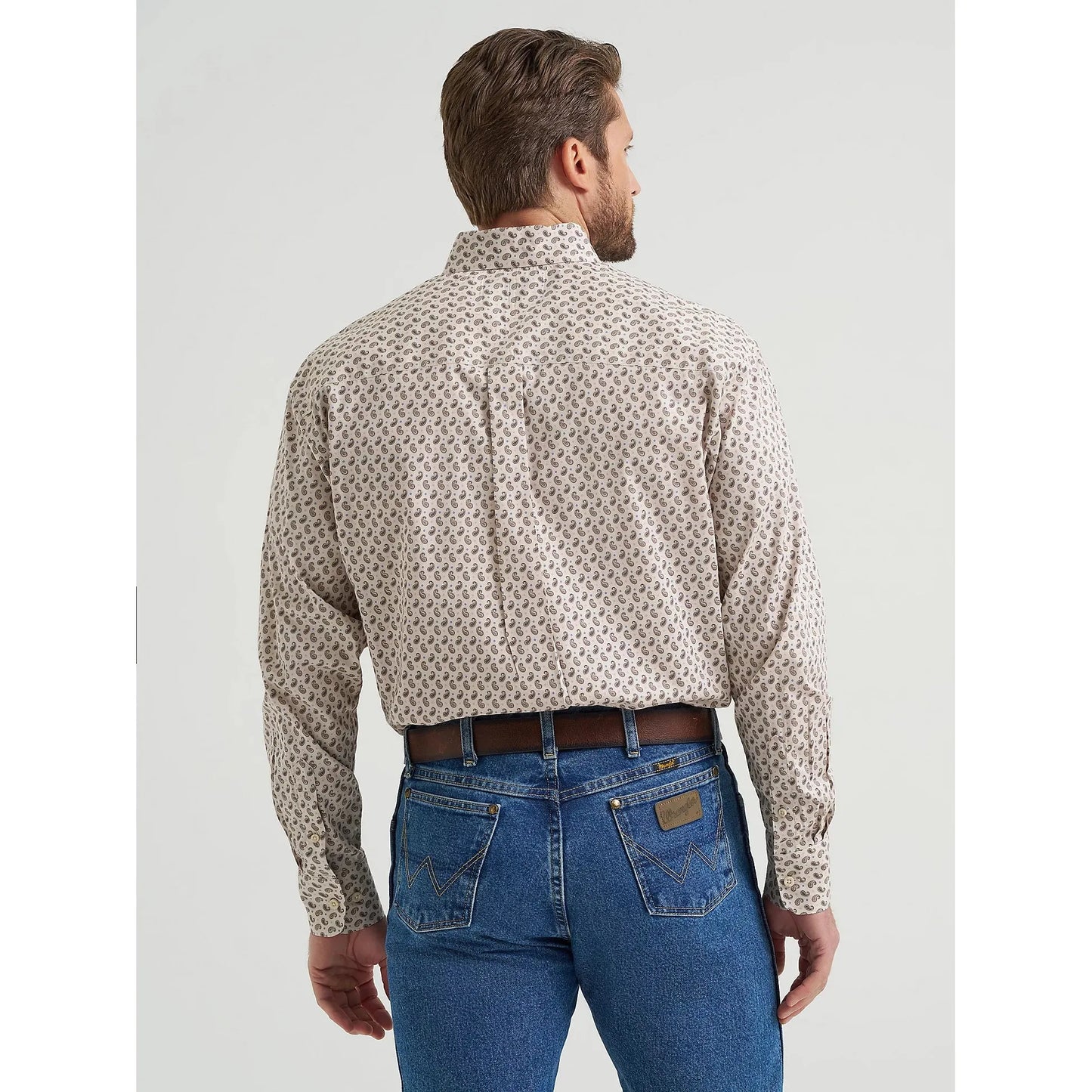 Wrangler Men's George Strait Long Sleeve Button Down Shirt - Pale Stone Paisley