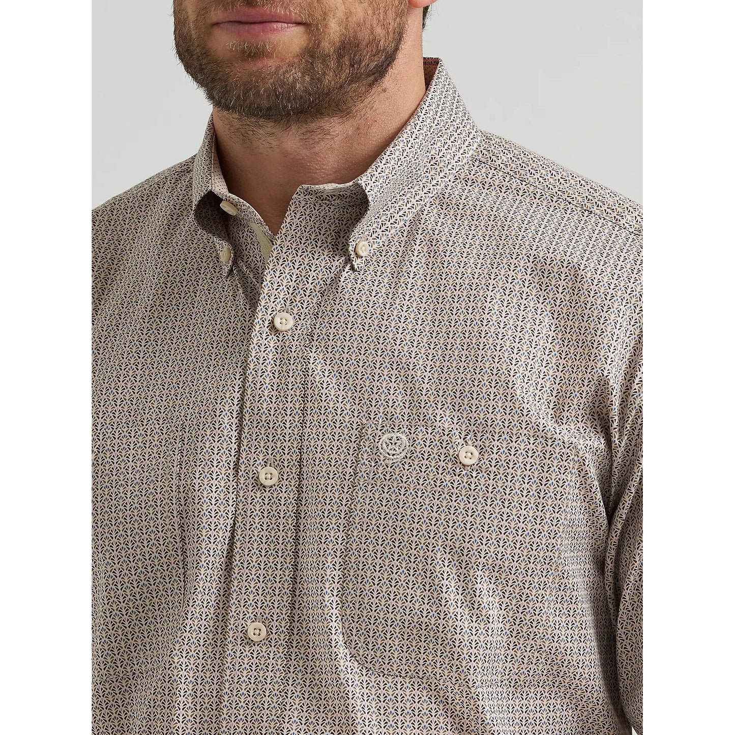 Wrangler Men's George Strait Long Sleeve Button Down Two Pocket Shirt - Nouveau Brown