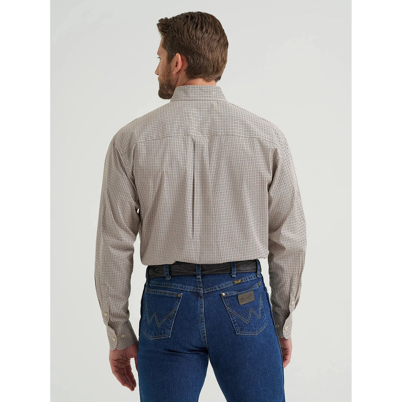 Wrangler Men's George Strait Long Sleeve Button Down Two Pocket Shirt - Nouveau Brown