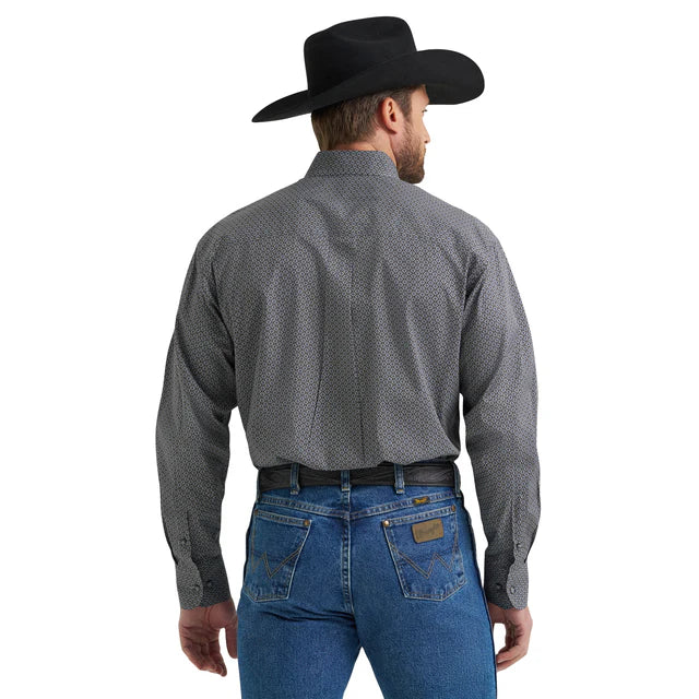 Wrangler Men's Western George Strait Long Sleeve Western Shirt - Grey