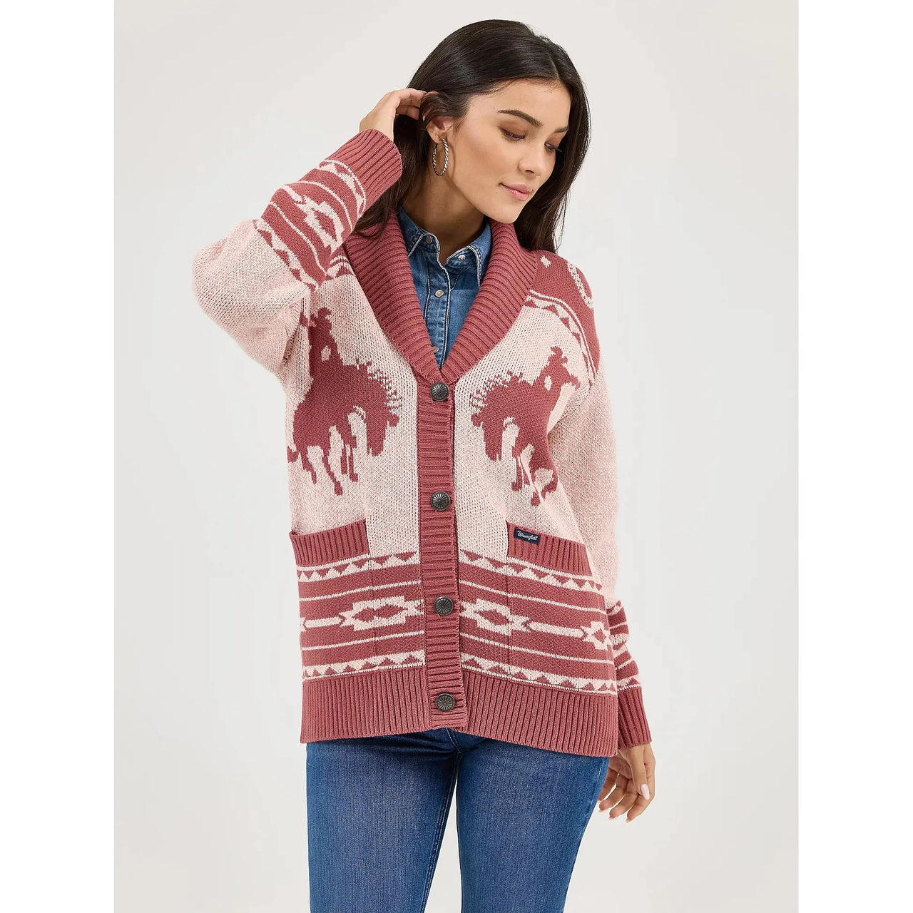 Wrangler Women's Retro Western Cardigan - Pink