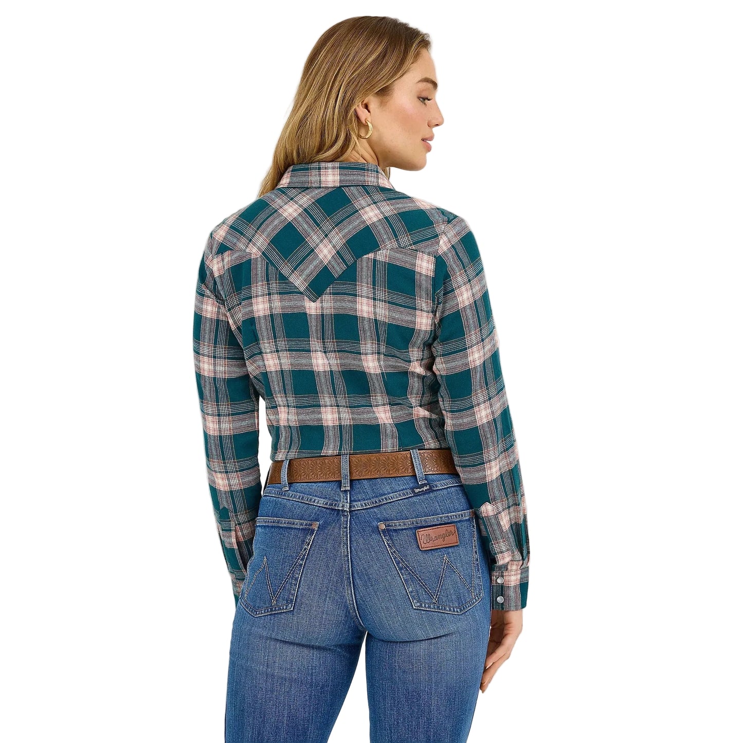 Wrangler Women's Essential Flannel Plaid Western Long Sleeve Shirt - Pine Forest