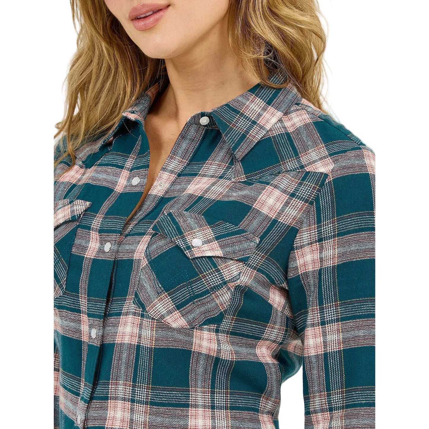 Wrangler Women's Essential Flannel Plaid Western Long Sleeve Shirt - Pine Forest