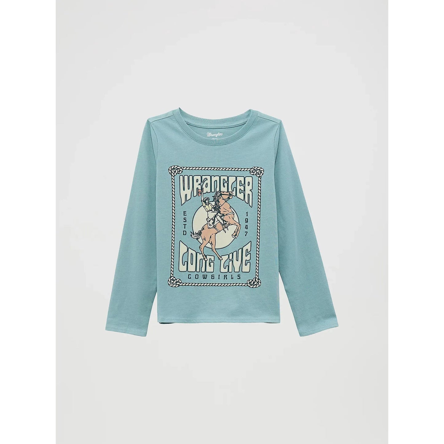 Wrangler Girl's Long Sleeve Western Graphic Tee Shirt - Blue