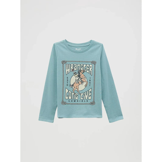 Wrangler Girl's Long Sleeve Western Graphic Tee Shirt - Blue