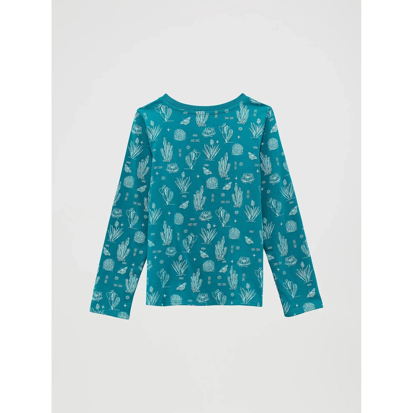 Wrangler Western Girl's Long Sleeve Western Graphic Tee- Green Icons
