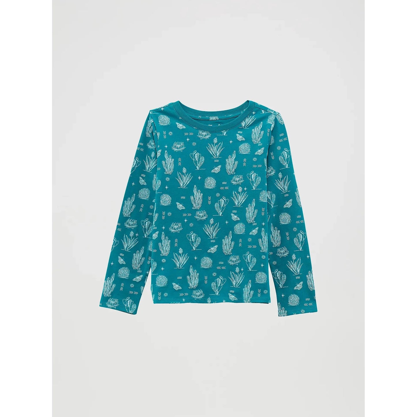 Wrangler Western Girl's Long Sleeve Western Graphic Tee- Green Icons