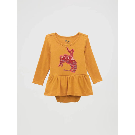 Wrangler Baby Girl's Horse Graphic Skirted Bodysuit - Mustard