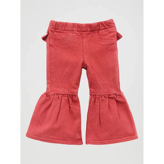 Wrangler Little Girl's Vibrant Ruffle Leg Flare Jean - Chili