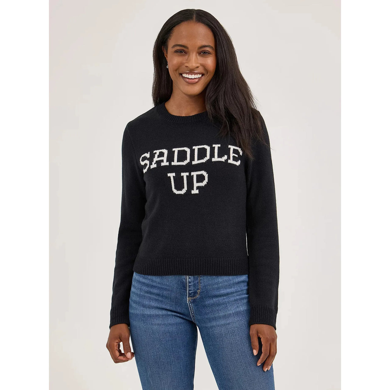 Wrangler Women's Saddle Up Western Shrunken Sweater - Saddle Black