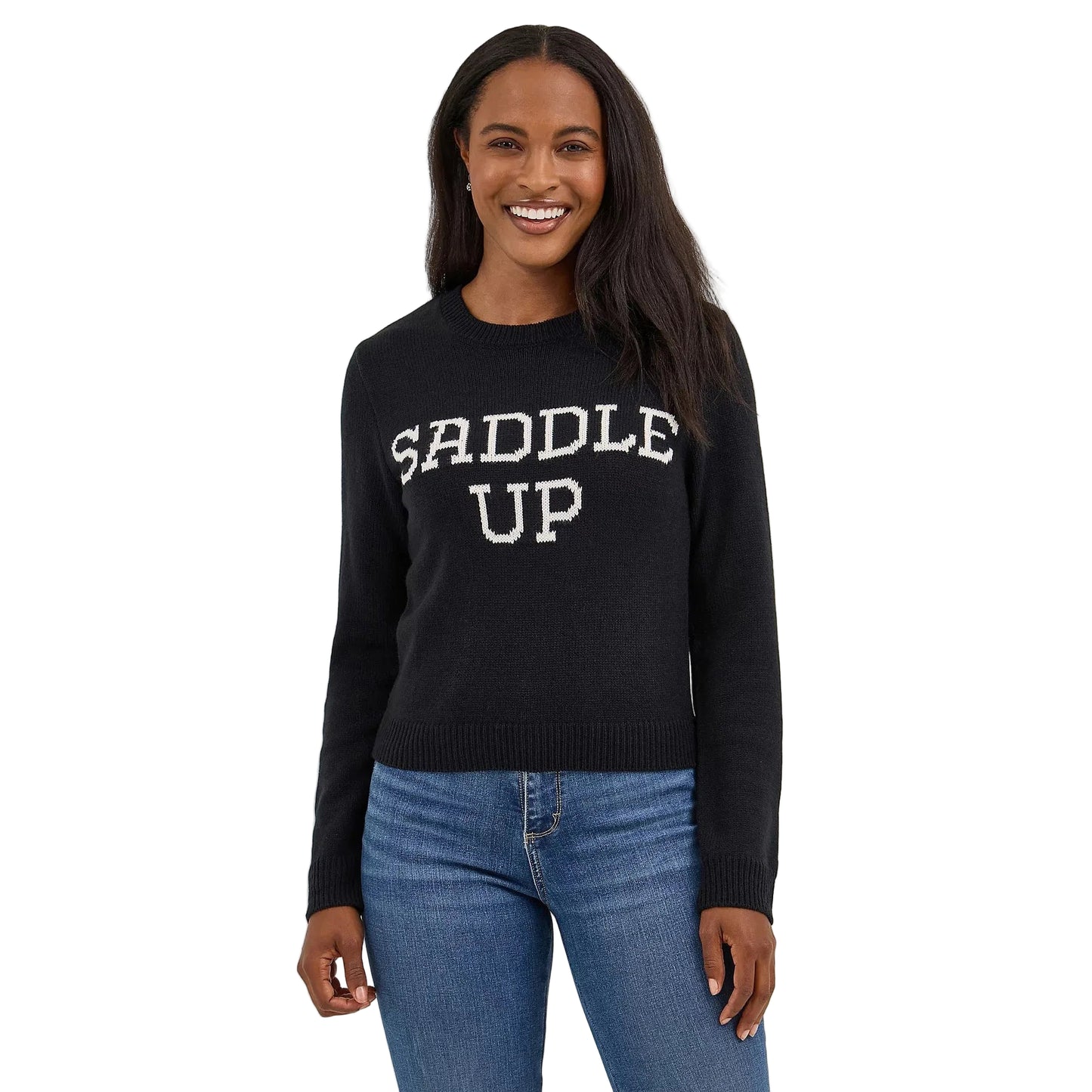 Wrangler Women's Saddle Up Western Shrunken Sweater - Saddle Black