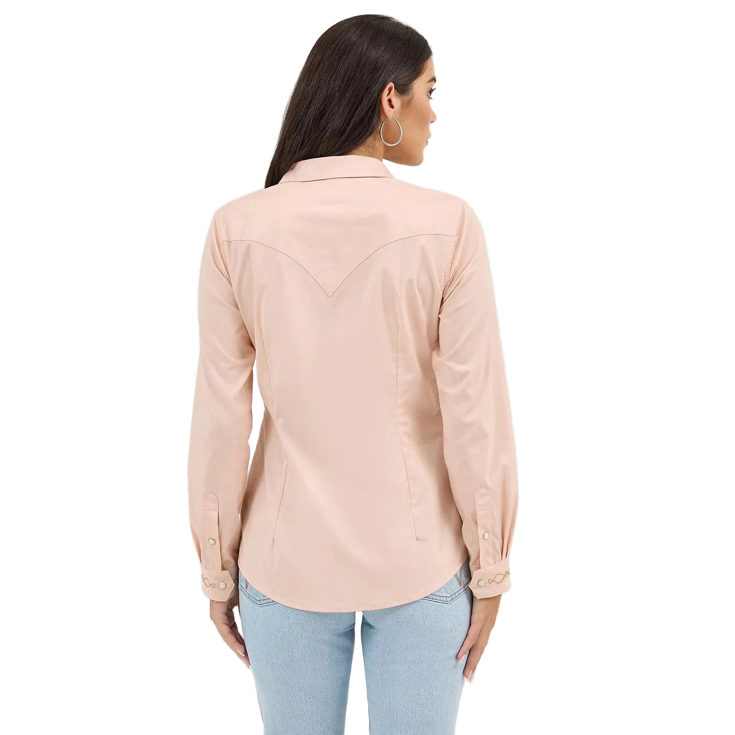 Wrangler Women's Embroidered Collar Slim Western Snap Long Sleeve Shirt - Pink