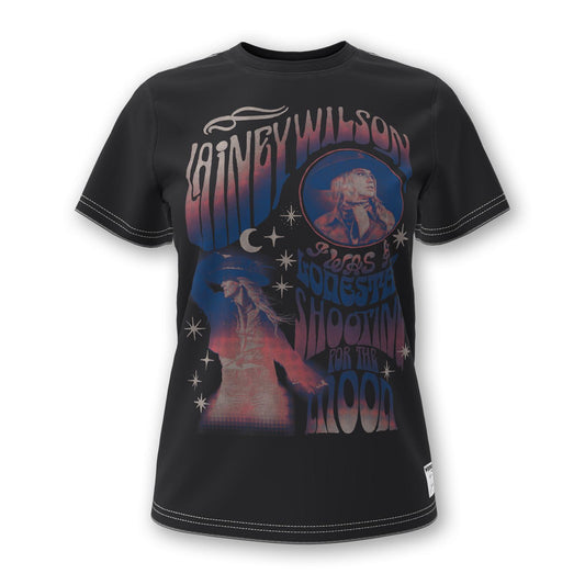 Wrangler Women's Short Sleeve To the Moon Tee Shirt- Black