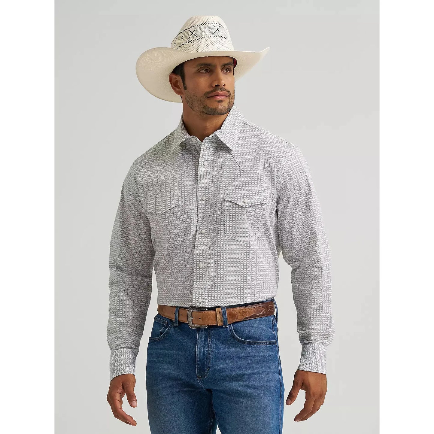 Wrangler Men's 20X Competition Advanced Comfort Long Sleeve Snap Shirt - Grey Diamond
