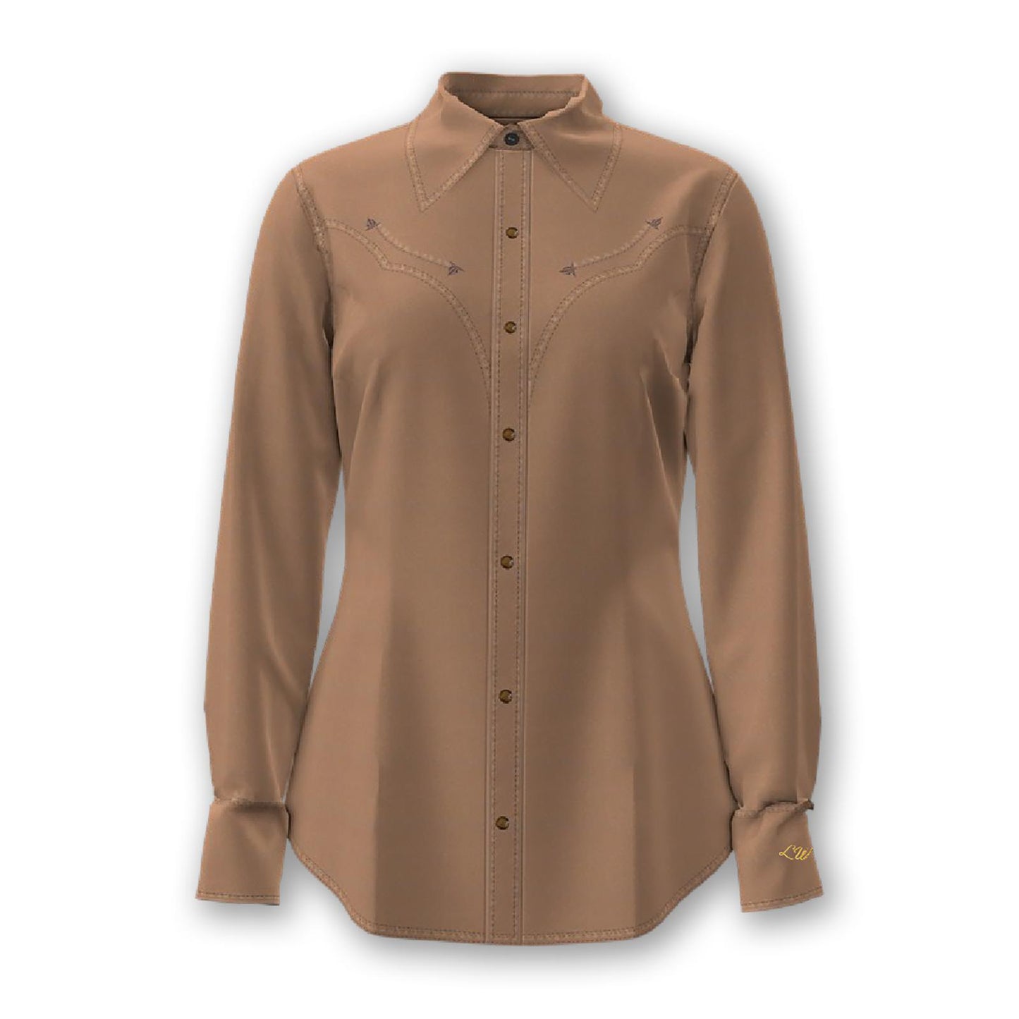 Wrangler Women's Long Sleeve Lainey Wilson Satin  Shirt- Gold