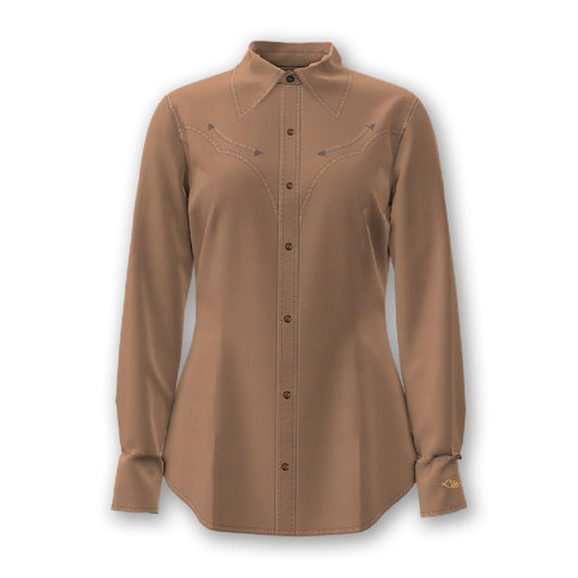 Wrangler Women's Long Sleeve Lainey Wilson Satin  Shirt- Gold