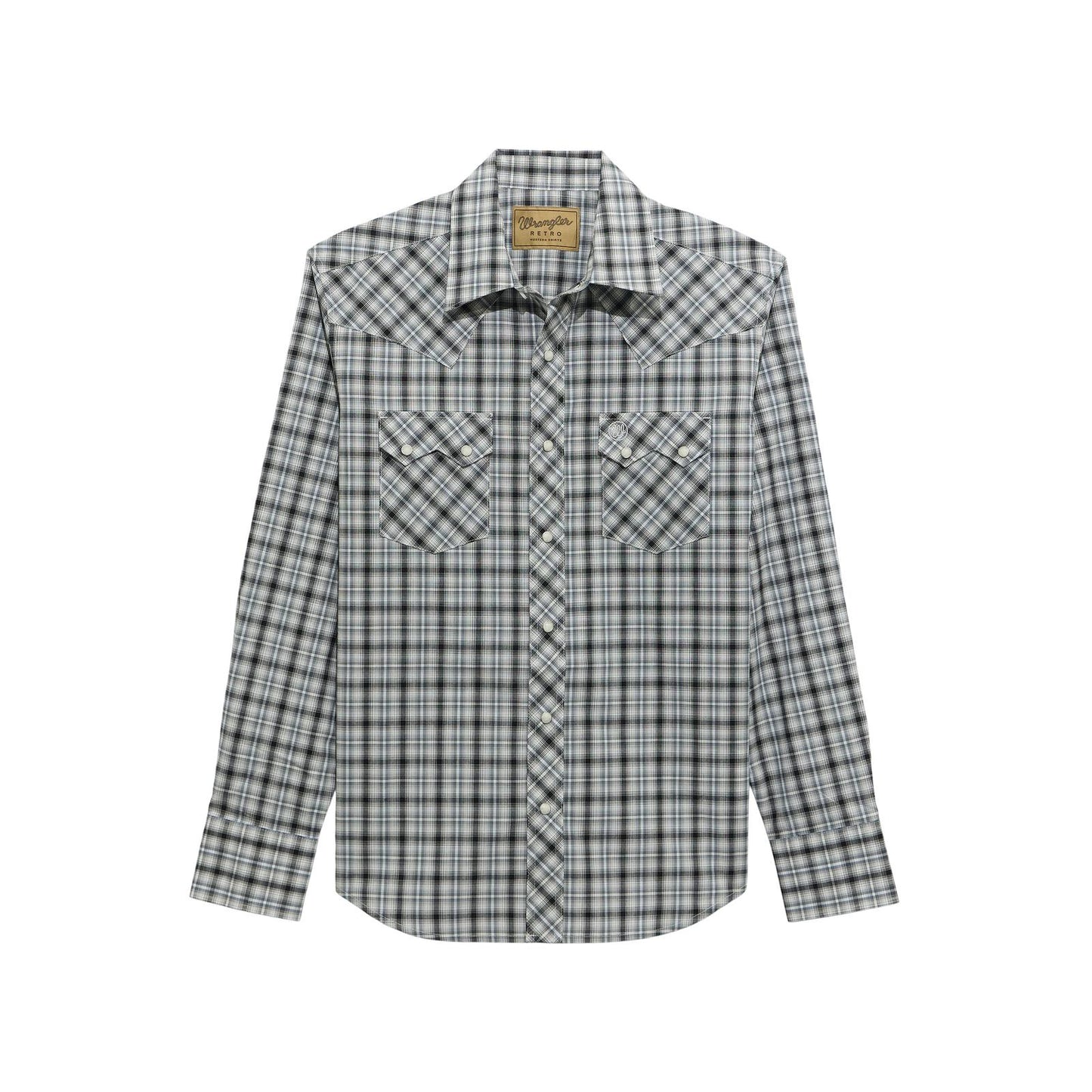 Wrangler Men's Retro Long Sleeve Modern Fit Plaid Shirt - Black Multi