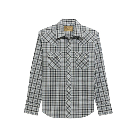 Wrangler Men's Retro Long Sleeve Modern Fit Plaid Shirt - Black Multi