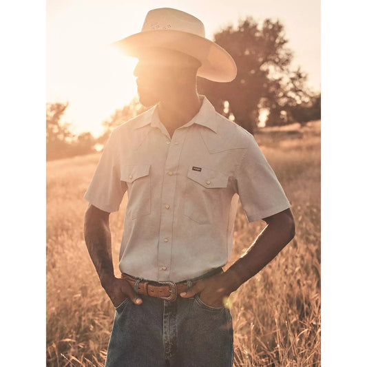 Wrangler All Terrain Gear Drover Short Sleeve Utility Shirt- Cerulian