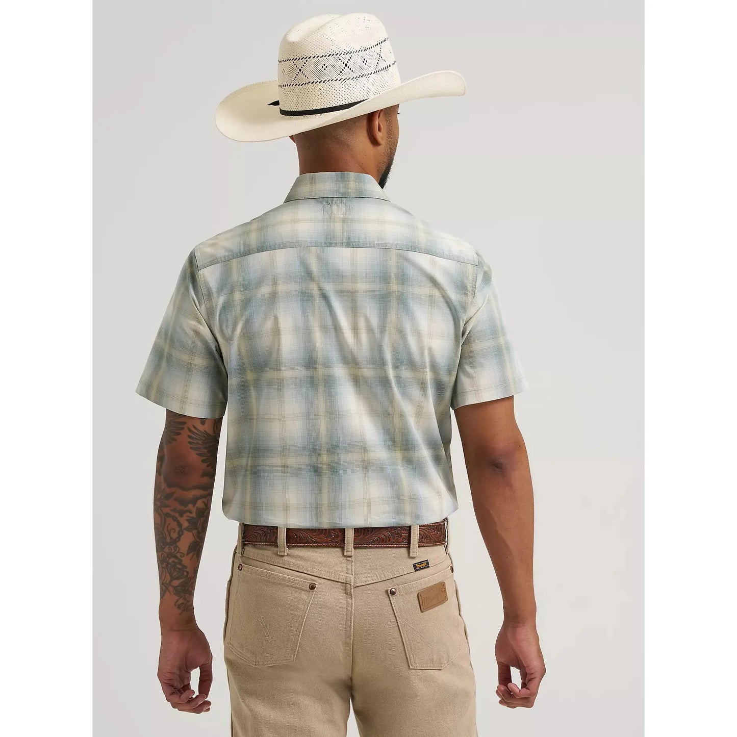 Wrangler Men's All Terrain Short Sleeve Gear Hike Shirt- Green Ombre