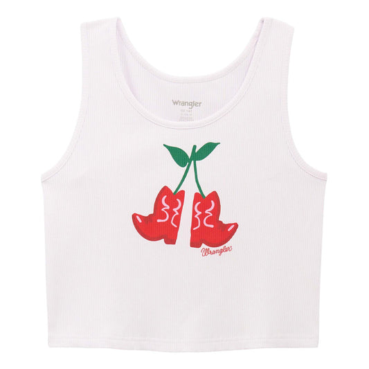 Wrangler Women's Graphic Slim Crop Tank Top - Bright White