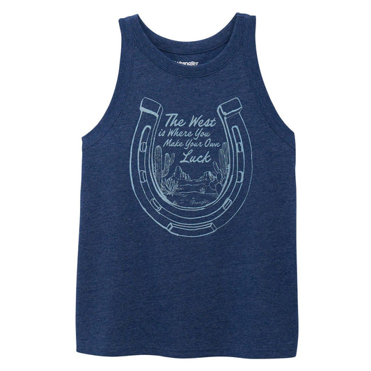 Wrangler Women's Graphic Godess Tank Top - Pageant Blue Heather