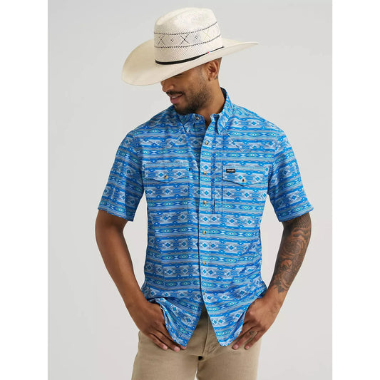 Wrangler Men's All Terrain Short Sleeve Print Shirt- Checotah
