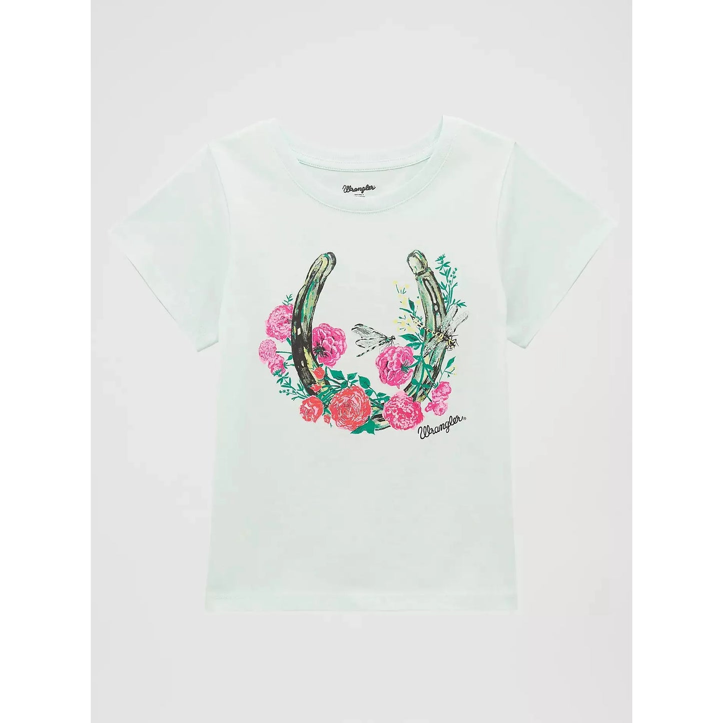 Wrangler® Girl's Horseshoe Floral Graphic Tee Shirt - Blue