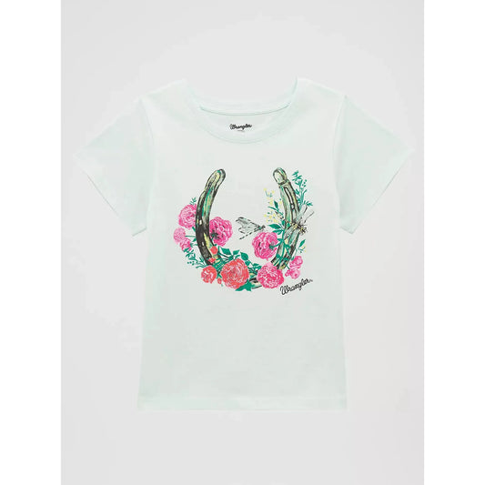 Wrangler® Girl's Horseshoe Floral Graphic Tee Shirt - Blue