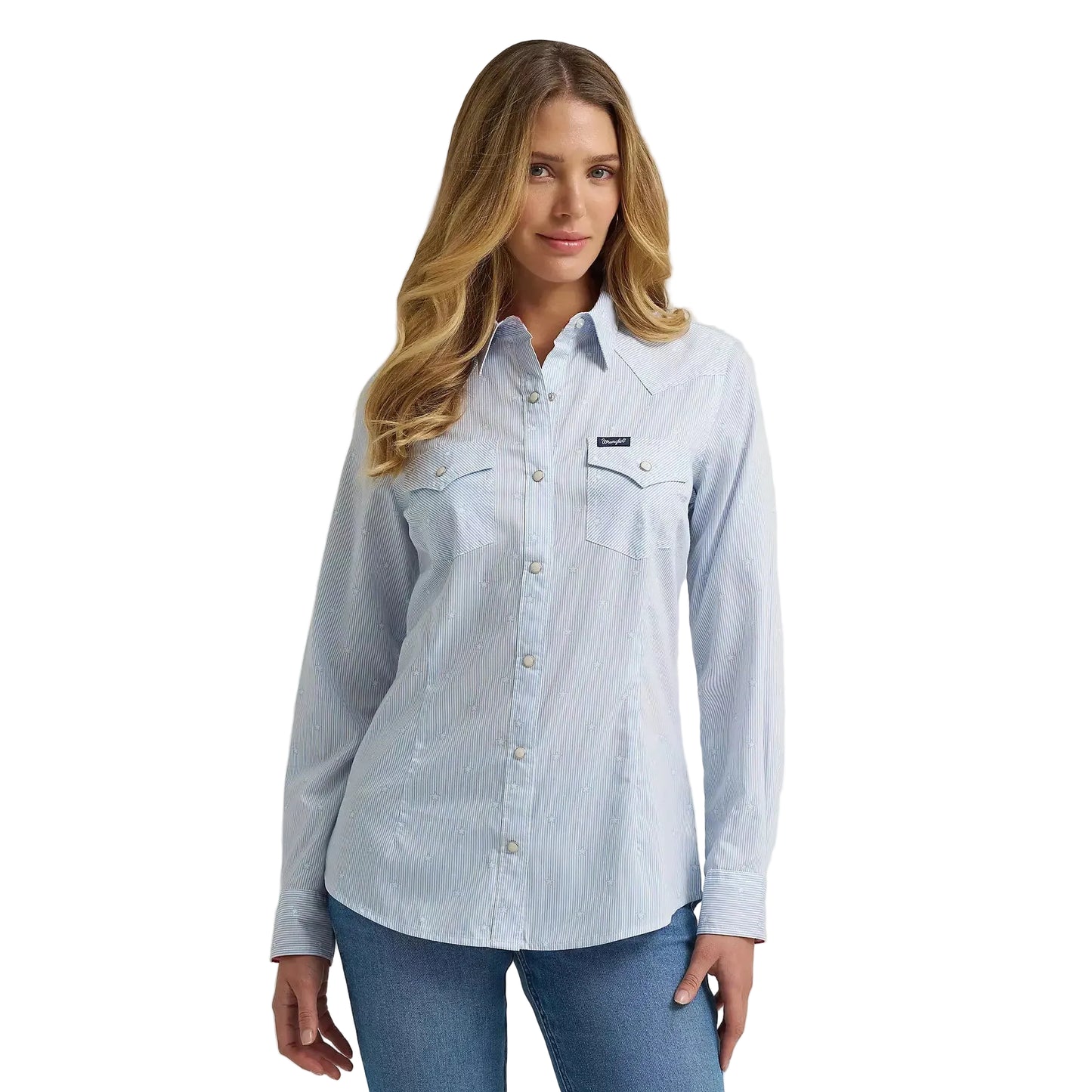 Wrangler® Women's Olivia Western Slim Long Sleeve Snap Shirt - Star Blue