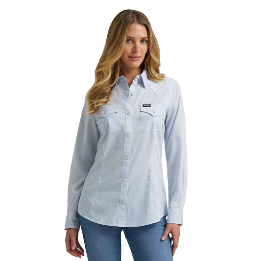 Wrangler® Women's Olivia Western Slim Long Sleeve Snap Shirt - Star Blue