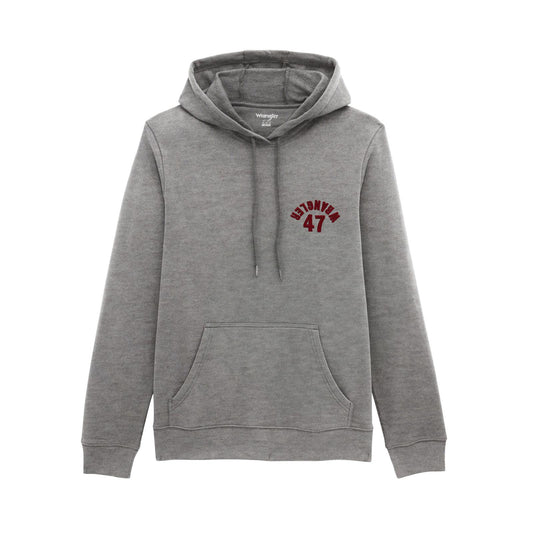 Wrangler Men's Backwards Wrangler Long Sleeve Hoodie - Grey Mele Heather