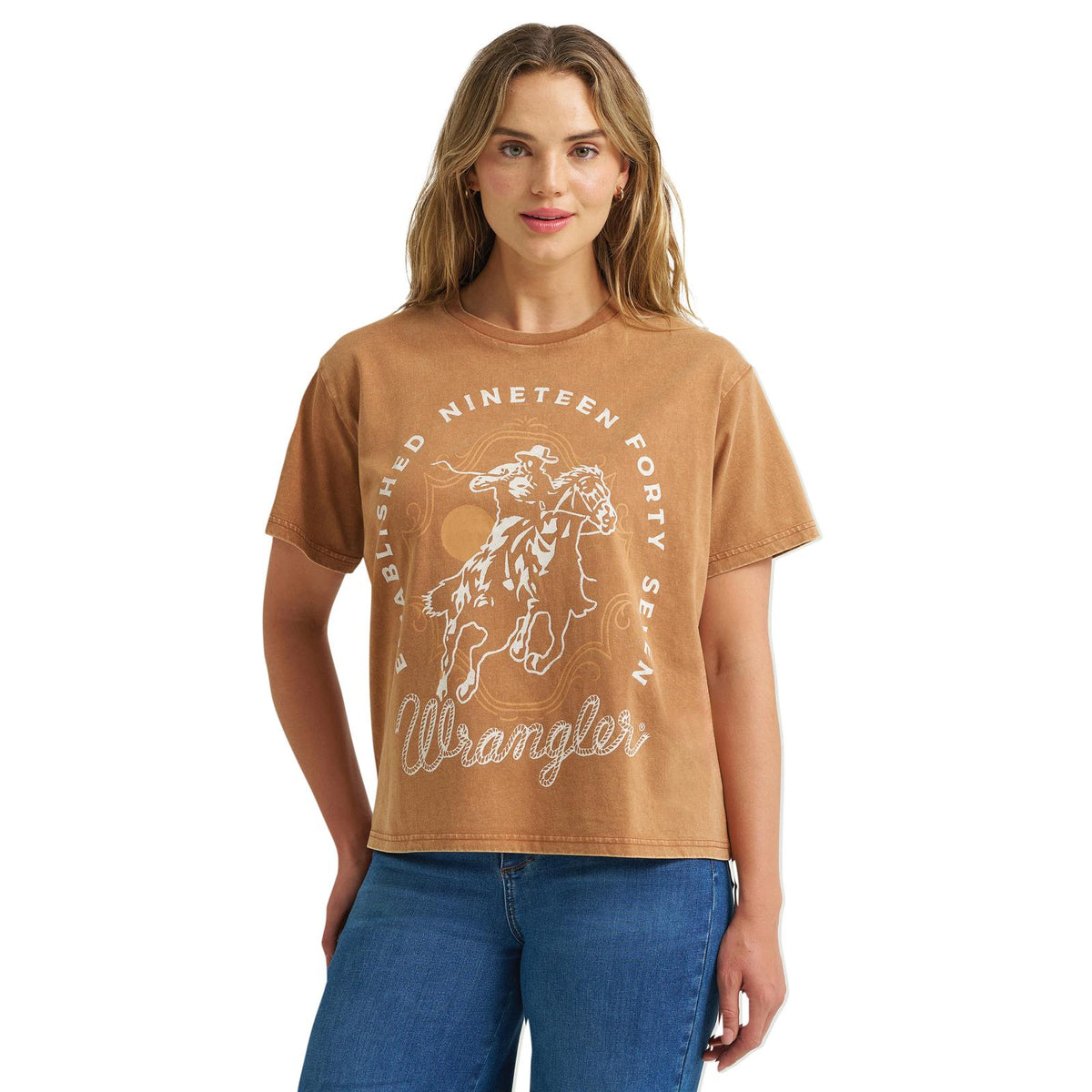 Wrangler Women's Retro Graphic Short Sleeve Tee Shirt- Argan Oil