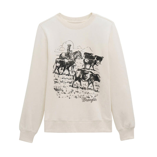 Wrangler Women's Retro® Crew Fleece Delle Long Sleeve Top - Egret