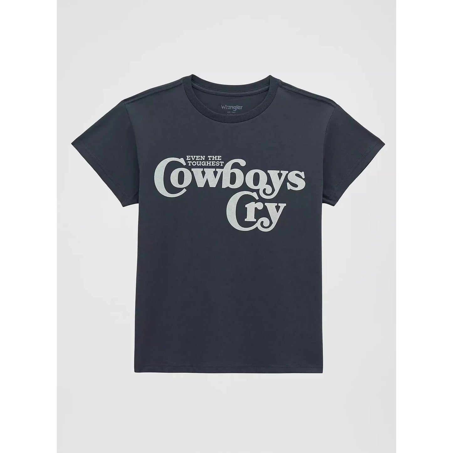 Wrangler Women's Short Sleeve Cowboys Cry Tee Shirt- Ombre Blue